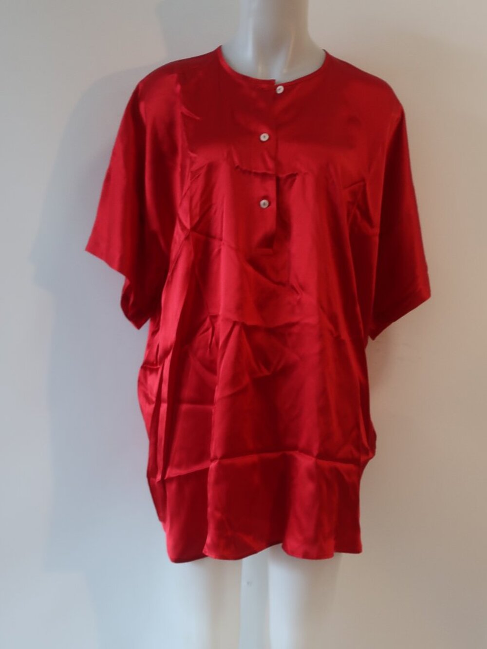 Womens Donna Karan Intimates Red (Item-32) Pure Silk Tunic Sleepshirt S